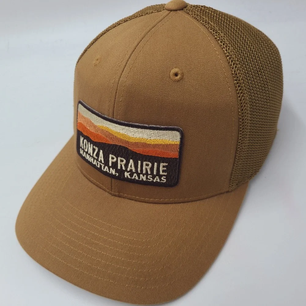 Konza Prairie Hat Fitted (Seems S-M) Mesh Brown Patch Kansas Biological Station